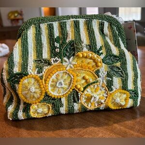Anthropologie Style Beaded Lemon Citrus Floral Bag. Italian Summer Inspired🌞⛱️🏖️